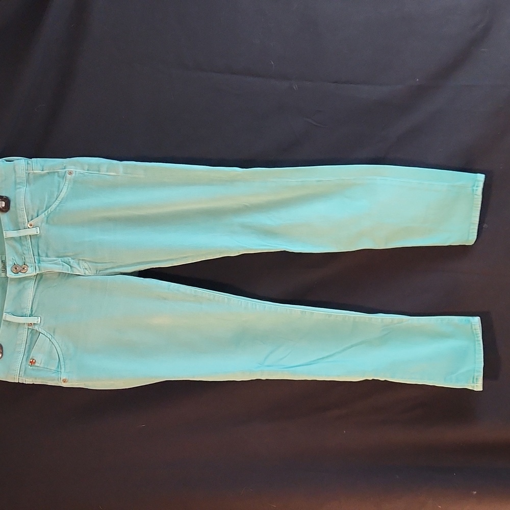 Hudson brand Collin Skinny Crop jeans size 28, turquoise color